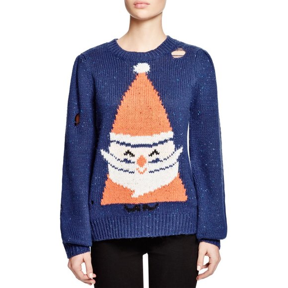 Wildfox Jingle Man Santa Ugly Distressed Sweater L - Picture 1 of 15